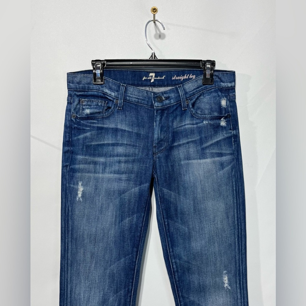 7 For All Mankind Dark Blue‎ Straight Leg Jeans Size 30 Inseam 34” - Picture 2 of 5